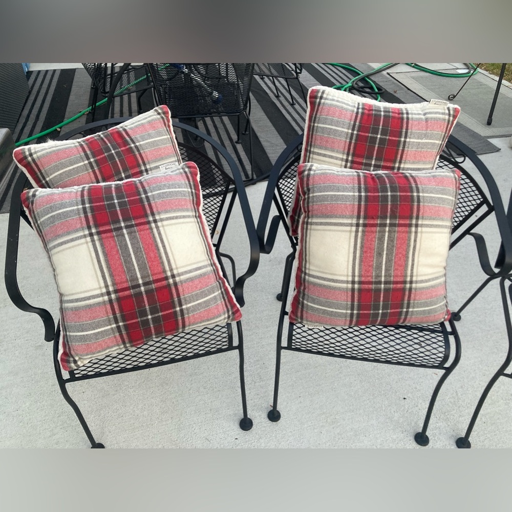 StudioChic Home Set of 4 Plaid Pillows with Faux Sherpa Backing